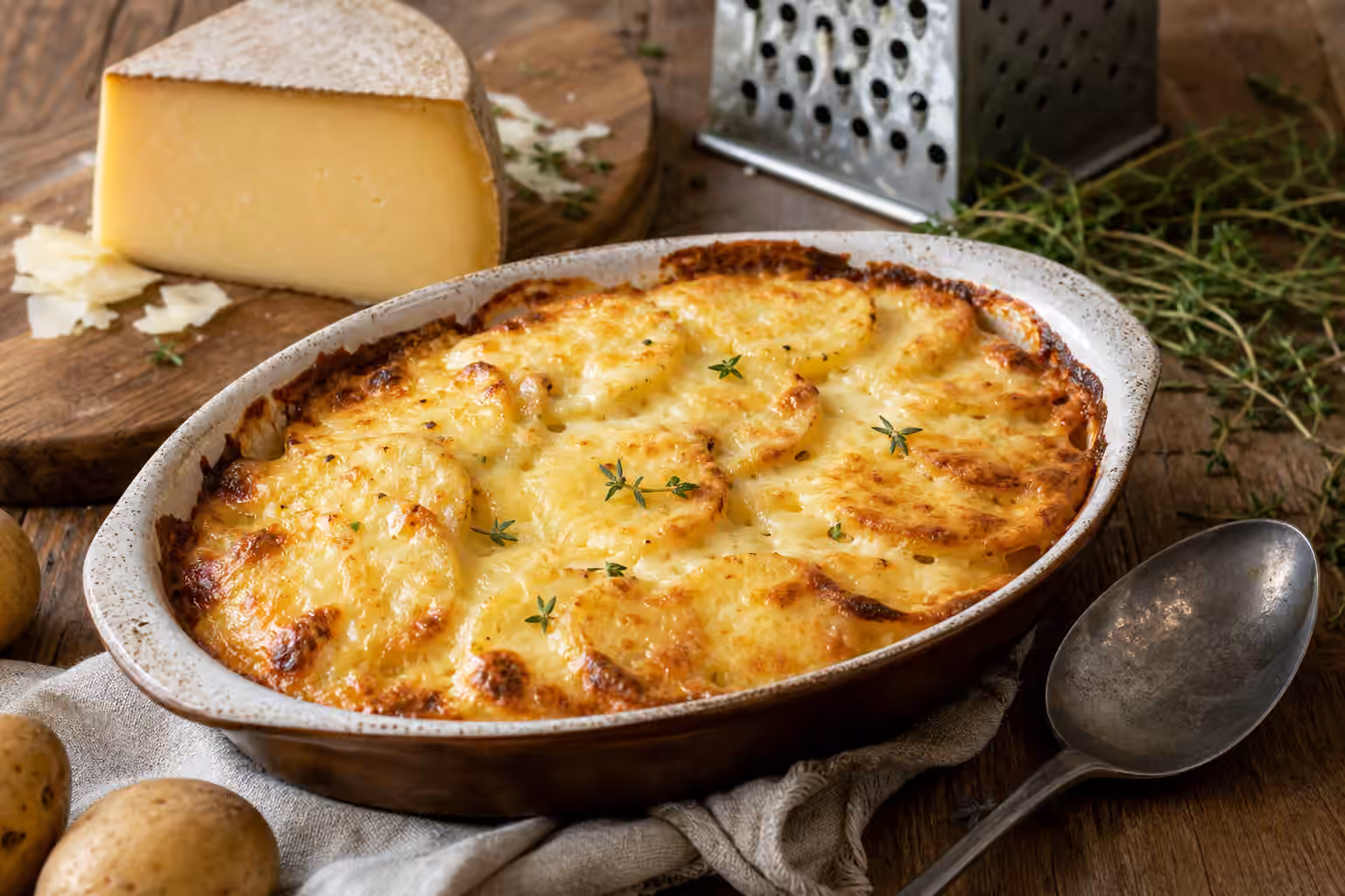 Cheese for Potatoes and Gratins: Melt, Browning, Salt, and Comfort Without Heaviness
