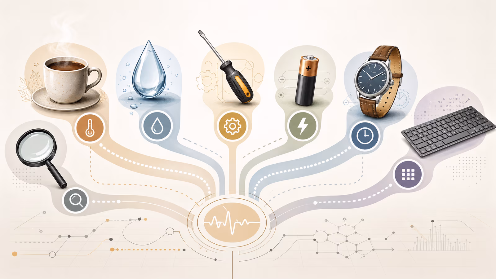 Several diagnostic paths branching from household and hobby problems.