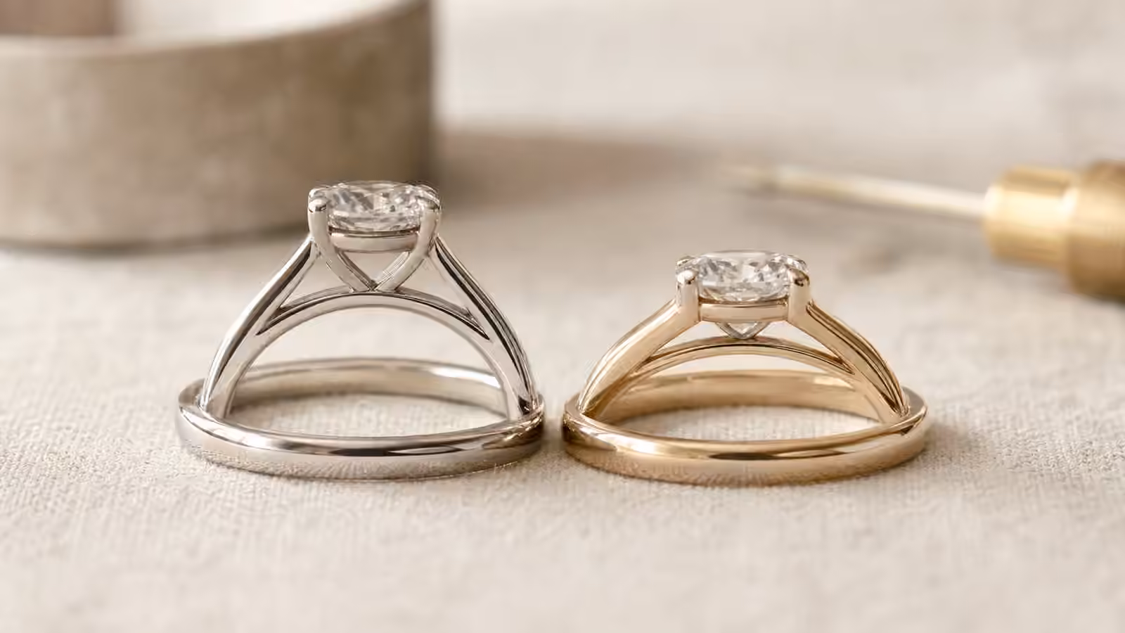 Side-view engagement rings showing different basket heights and band clearance.