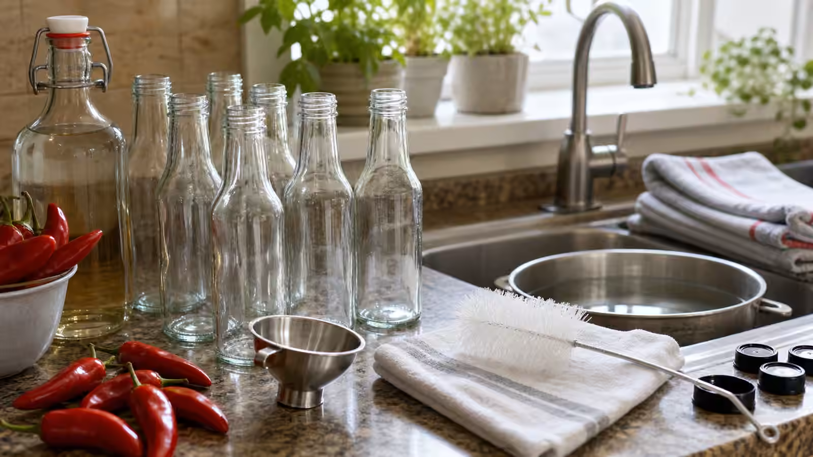 Cleaning Bottles and Equipment for Hot Sauce
