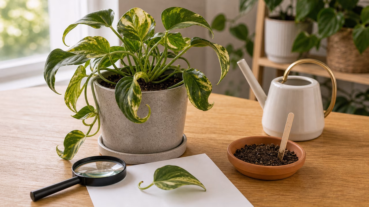 A practical indoor plant care setup for curling leaves on houseplants.