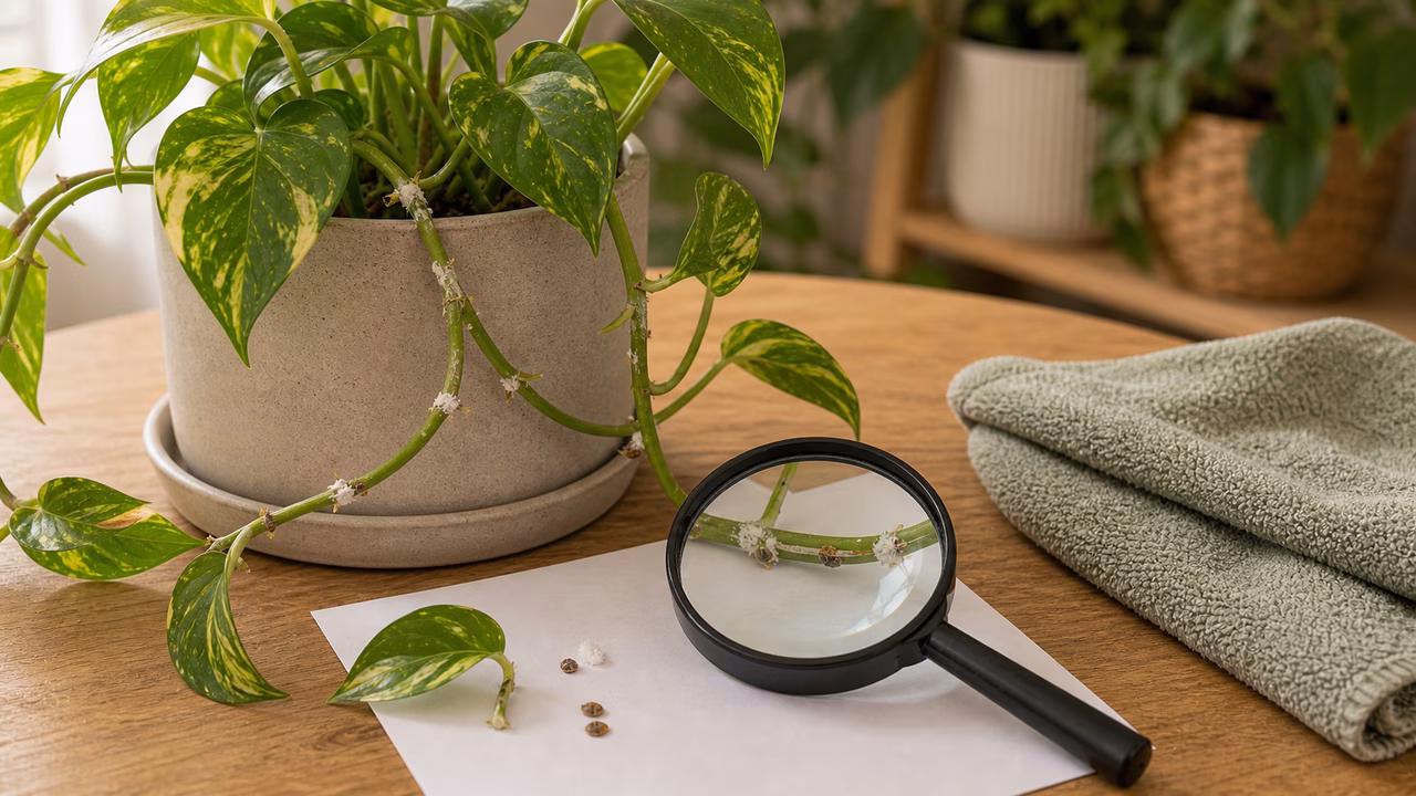 A practical indoor plant care setup for mealybugs and scale on houseplants.