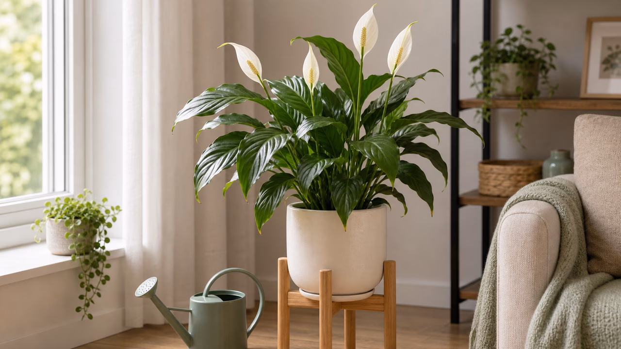 A practical indoor plant care setup for peace lily care for beginners.