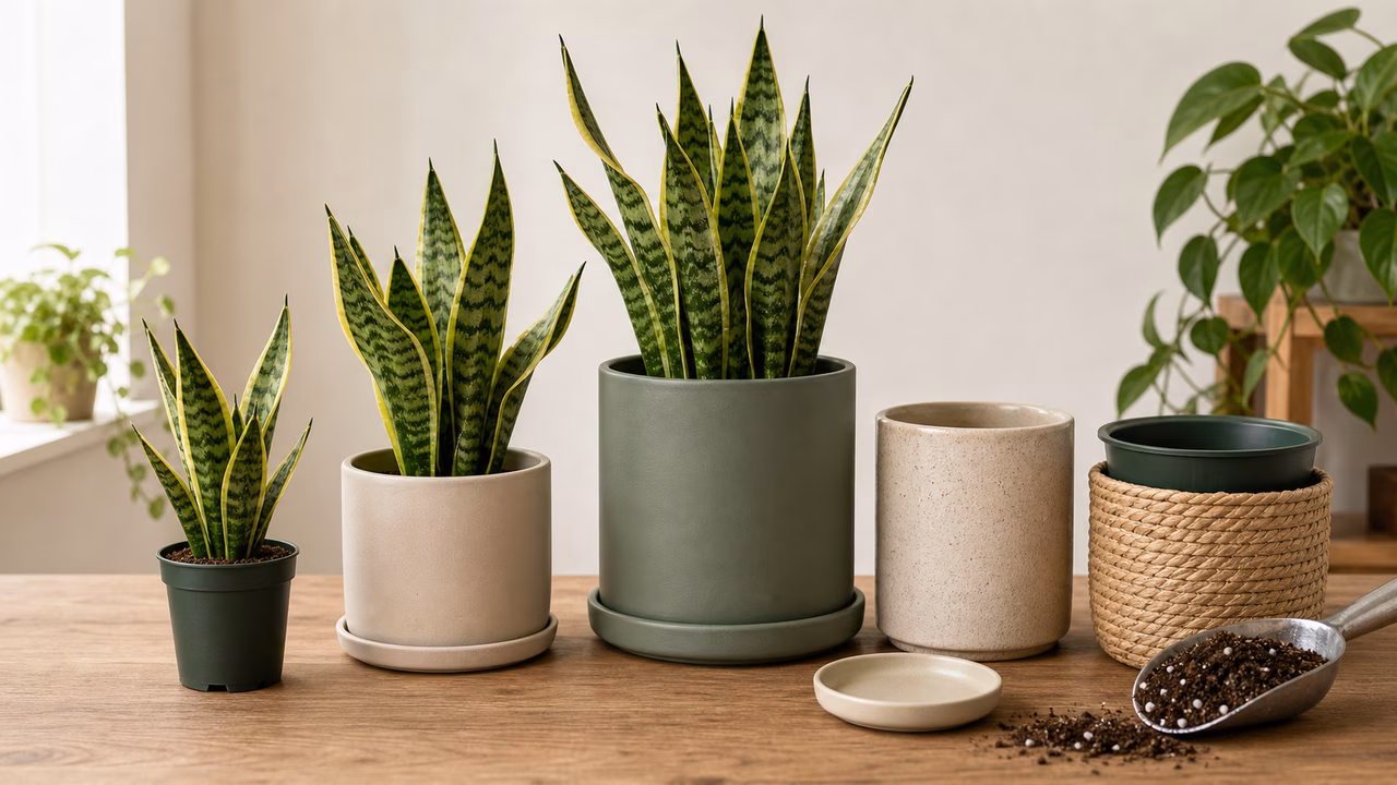 A practical indoor plant care setup for pot size and plant stability.