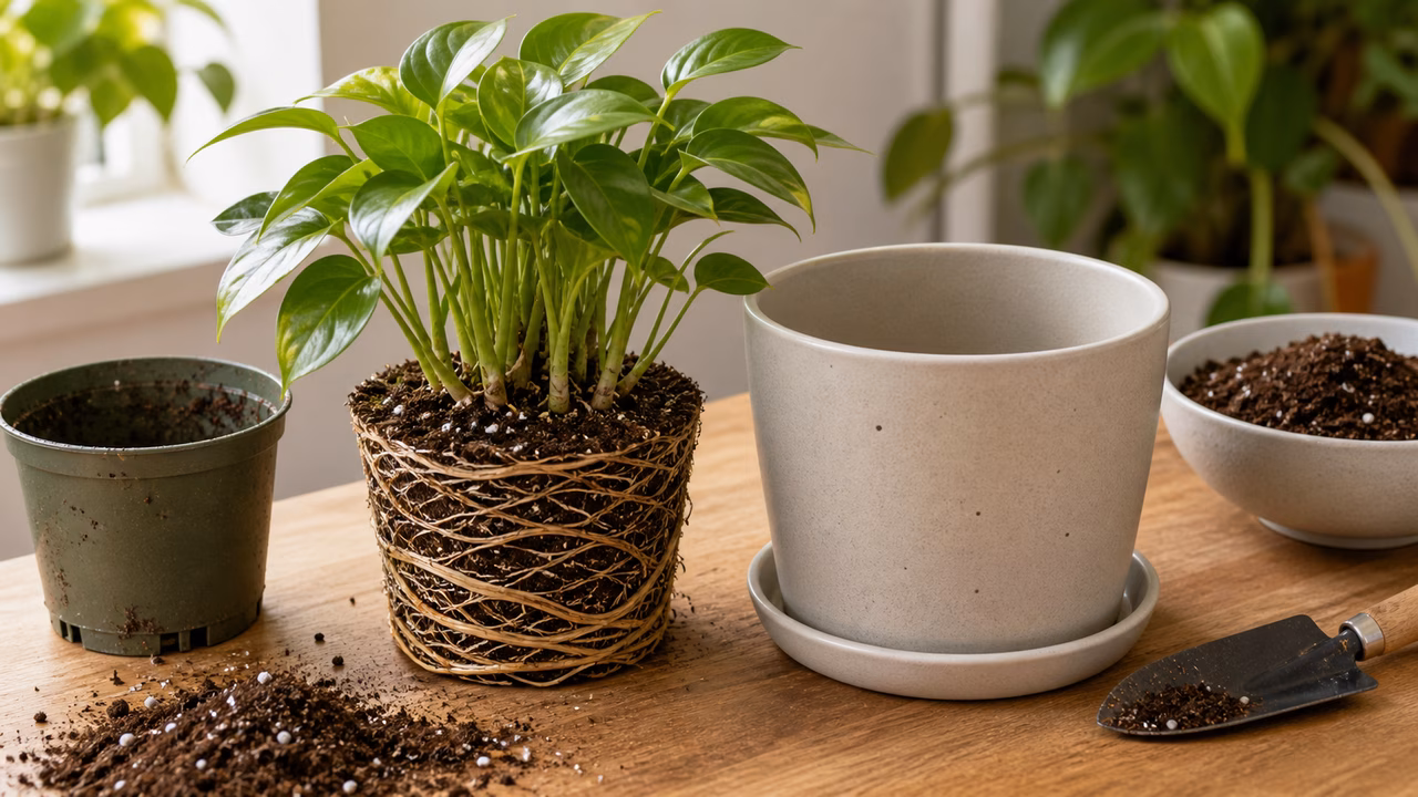 A practical indoor plant care setup for when to repot a houseplant.