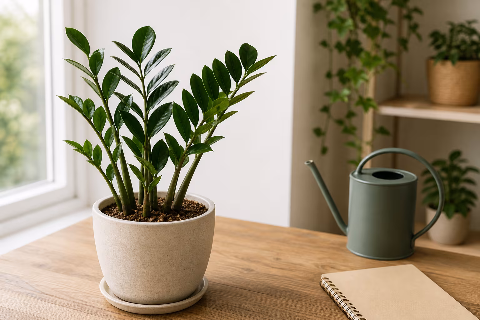 A practical indoor plant care setup for zz plant care for beginners.