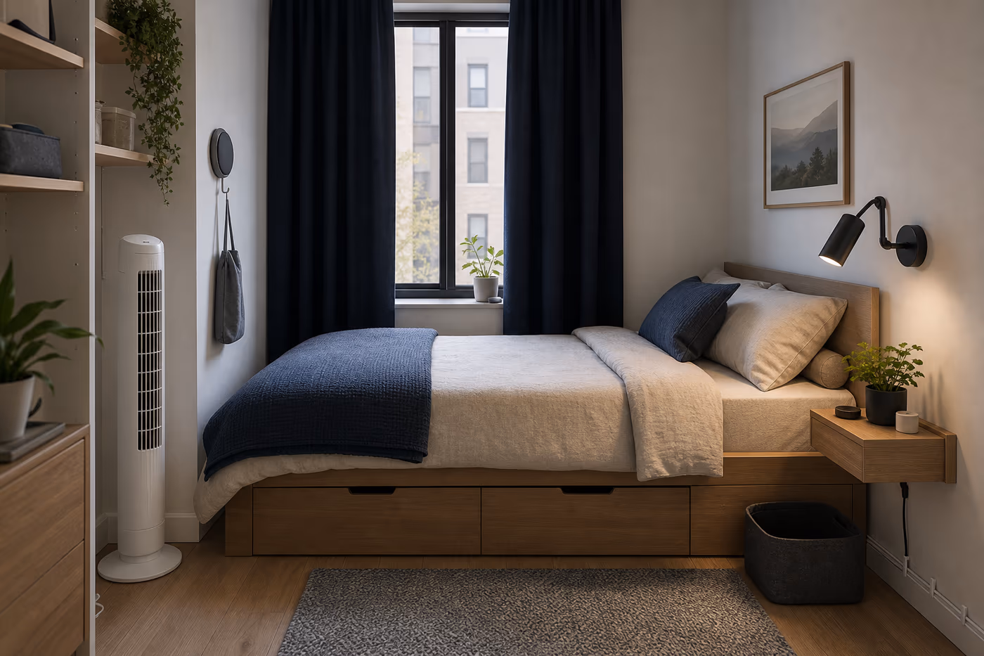 Small Bedroom Layout: Fit the Bed, Airflow, Storage, and Nightstand