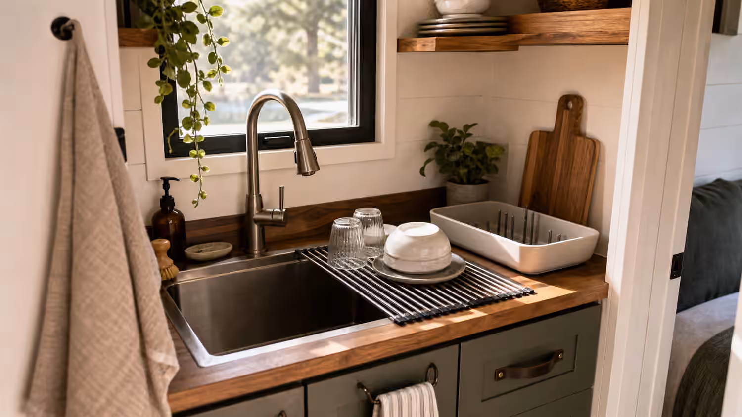 Tiny Home Dishwashing and Drying Stations: Keeping the Sink From Taking Over