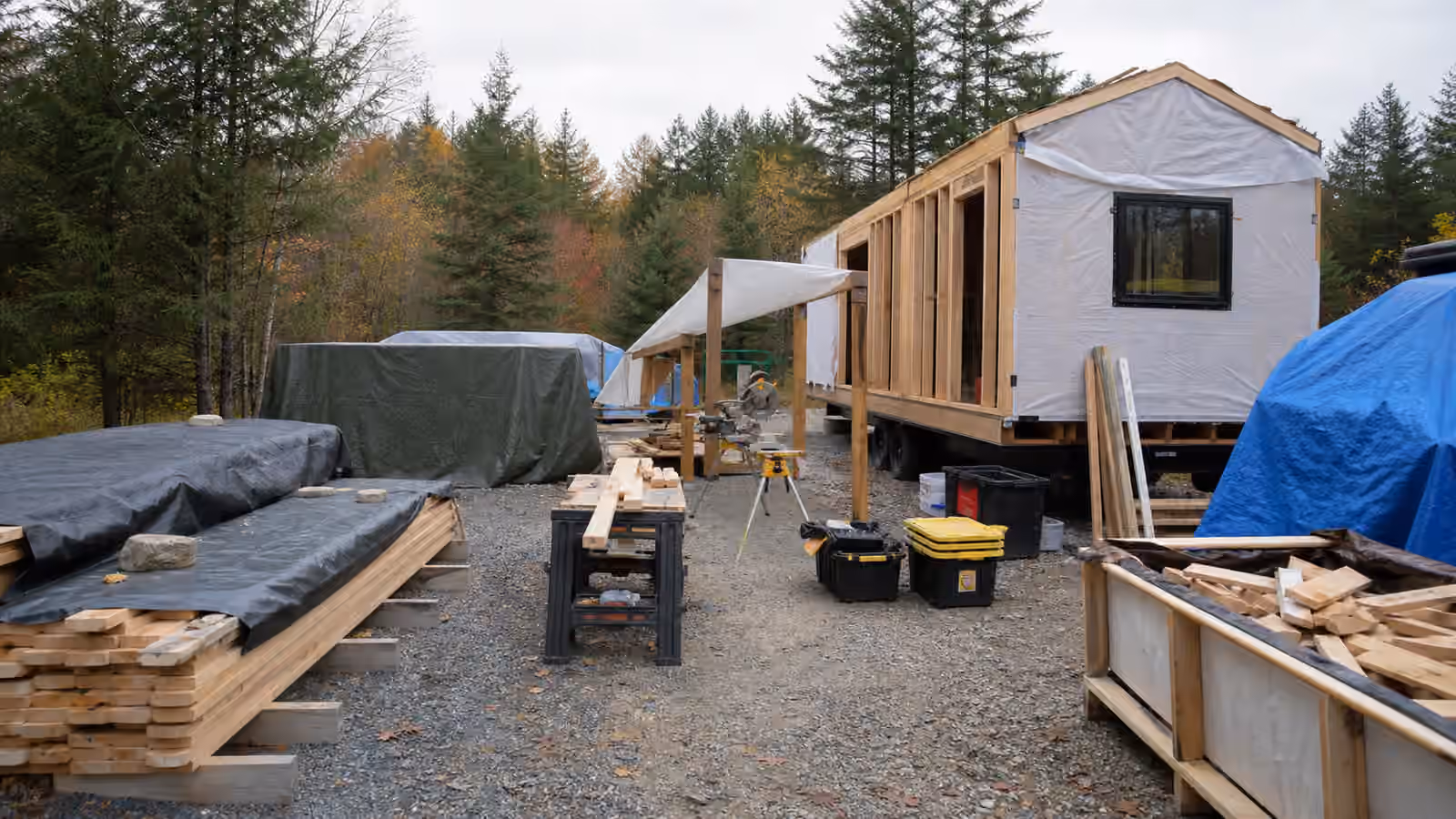 Tiny Home DIY Material Staging and Work Zones