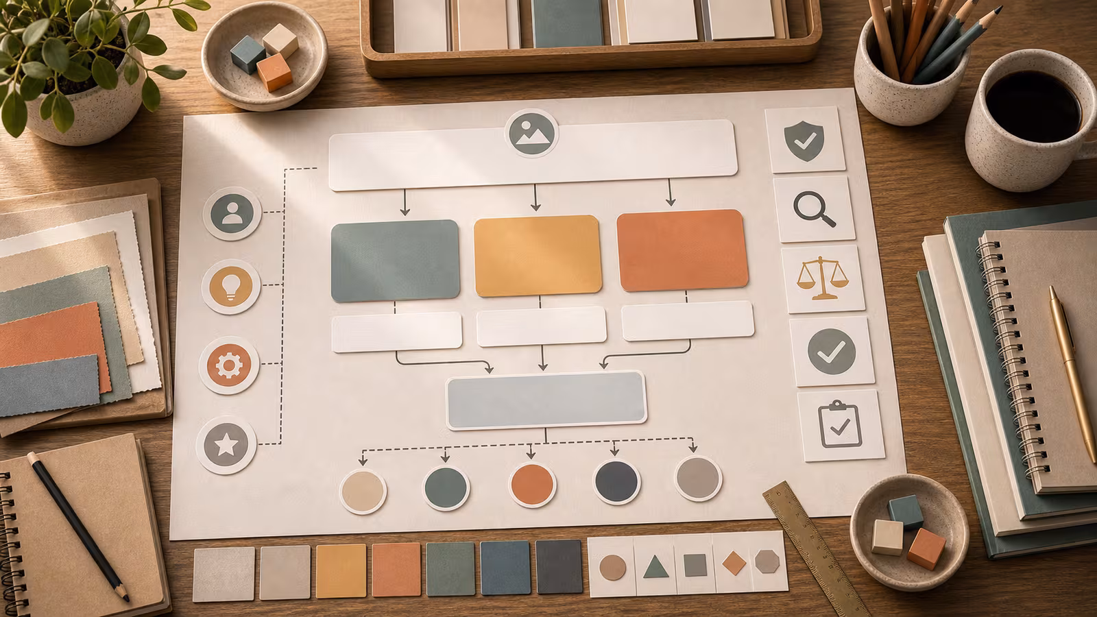 An educational infographic template with blank label boxes, arrows, and diagram shapes ready for human fact checking.